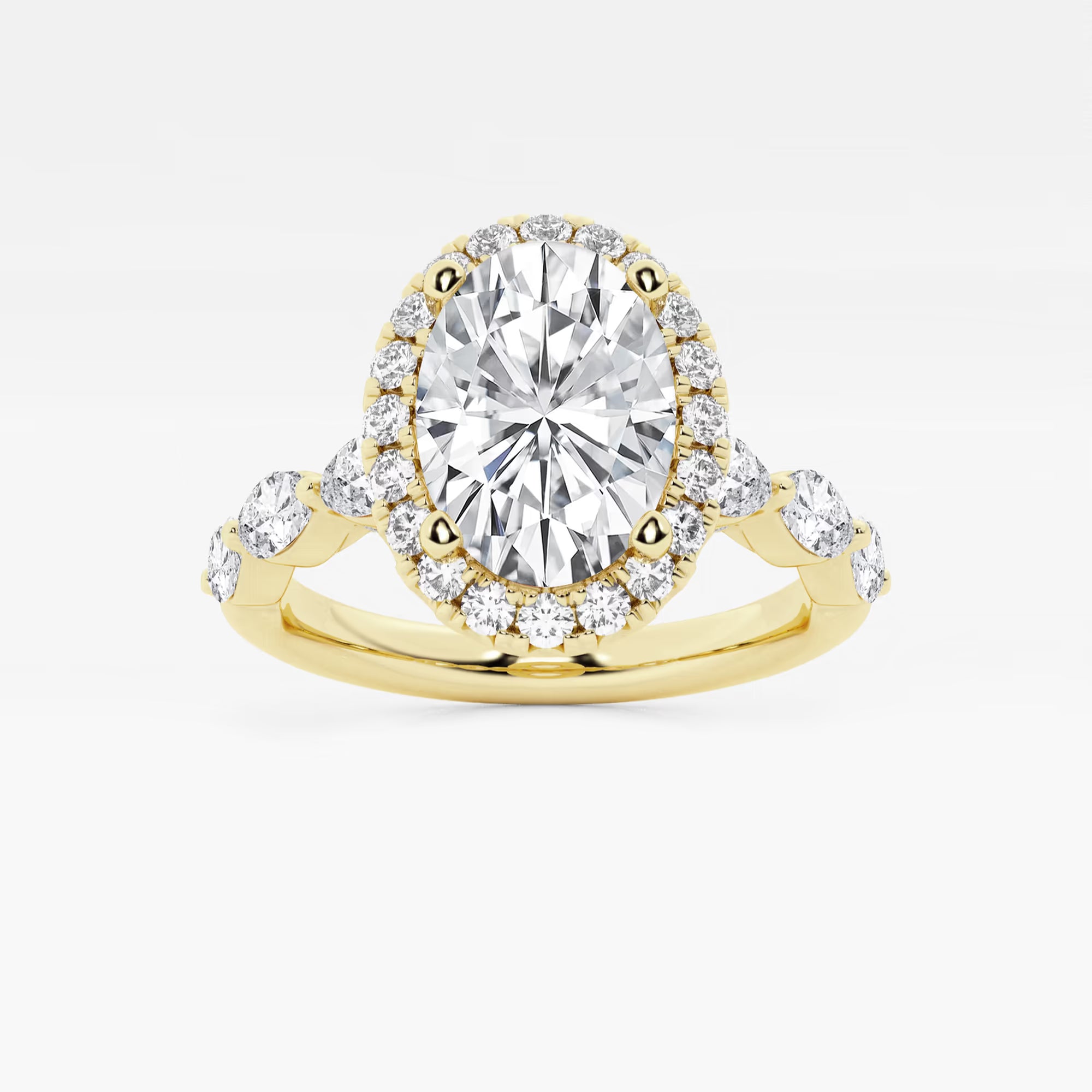 Maravelle Oval Lab Grown Diamond Floating Marquise Halo Engagement Ring