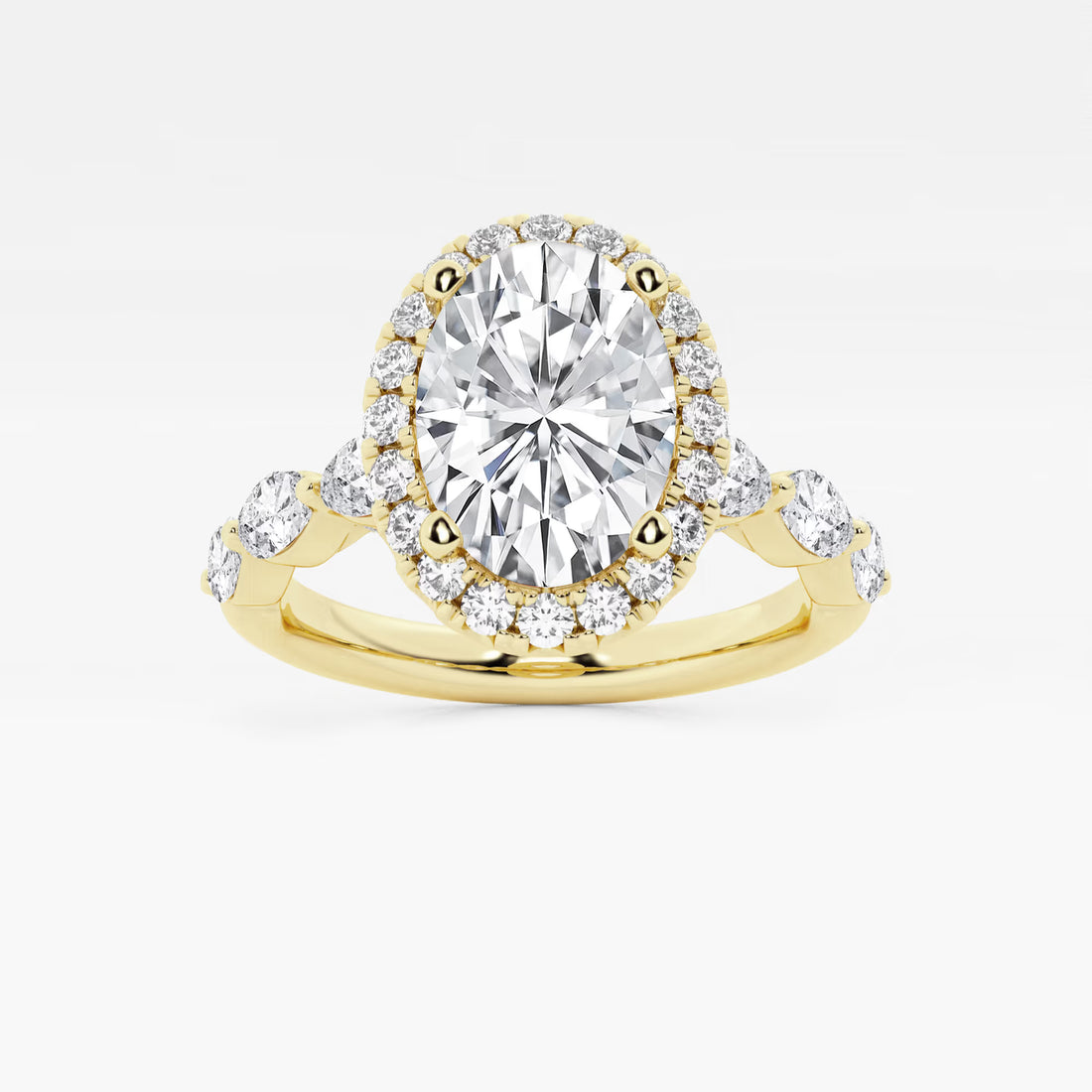 Maravelle Oval Lab Grown Diamond Floating Marquise Halo Engagement Ring