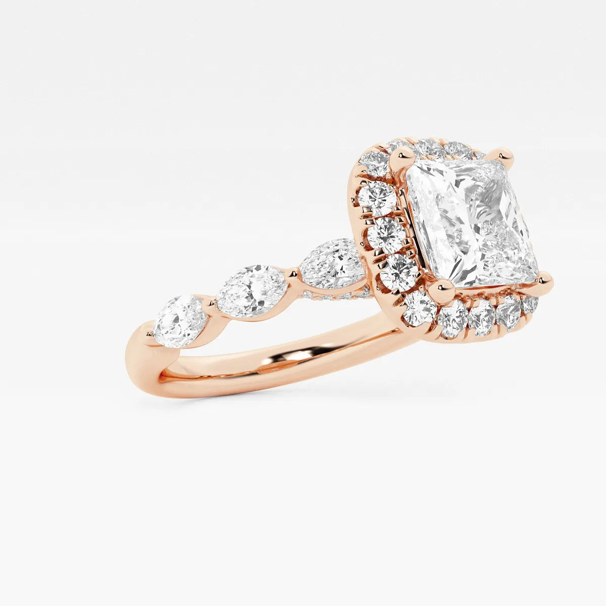 Celestia Crown Princess Cut Lab-Grown Diamond Floating Marquise Halo Engagement Ring