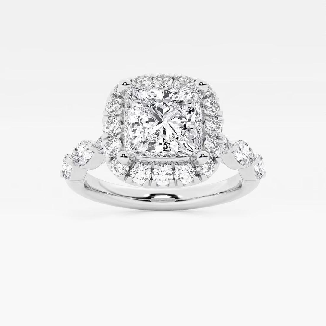 Celestia Crown Princess Cut Lab-Grown Diamond Floating Marquise Halo Engagement Ring