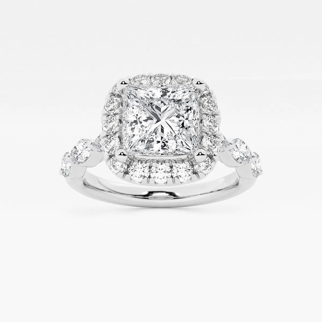 Celestia Crown Princess Cut Lab-Grown Diamond Floating Marquise Halo Engagement Ring