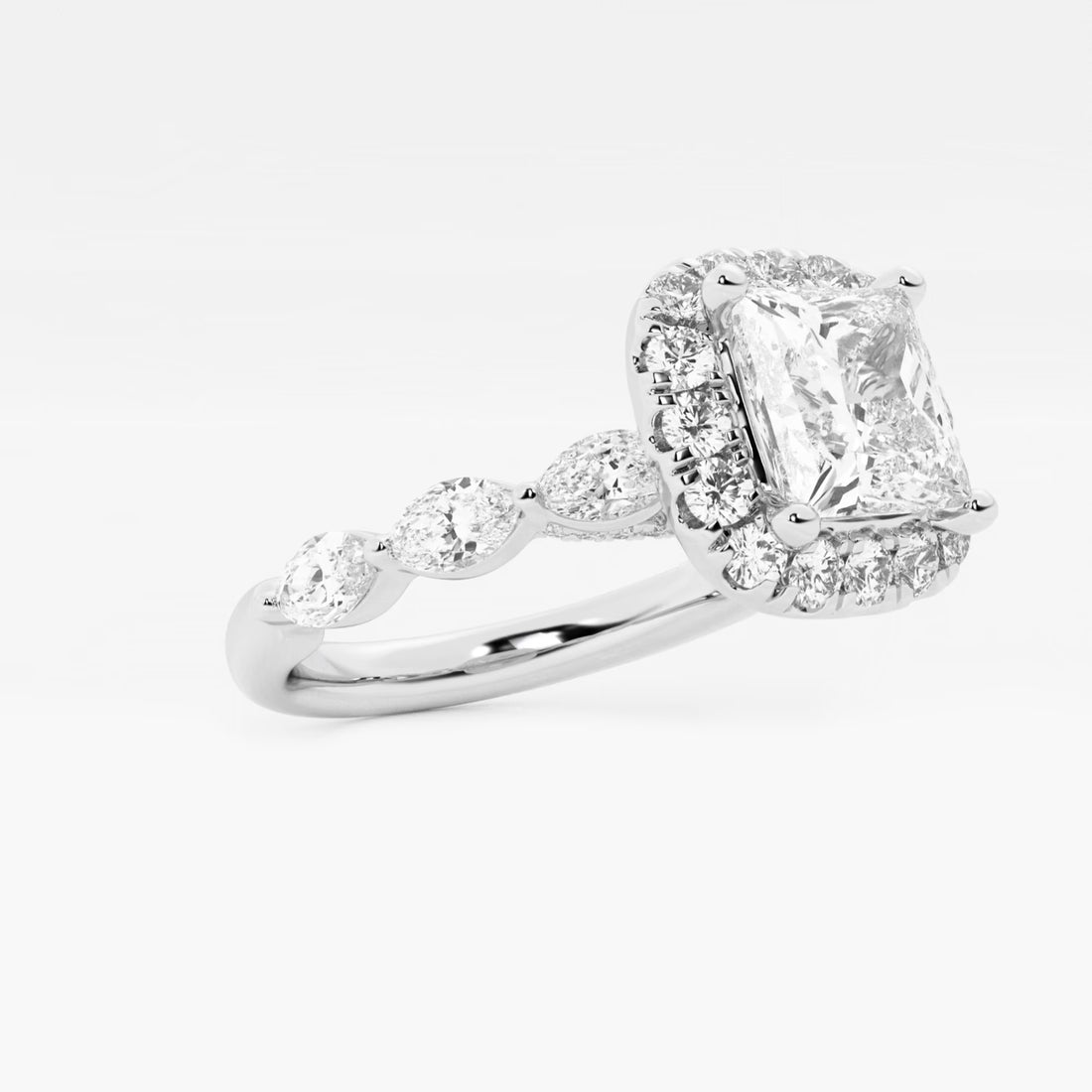 Celestia Crown Princess Cut Lab-Grown Diamond Floating Marquise Halo Engagement Ring