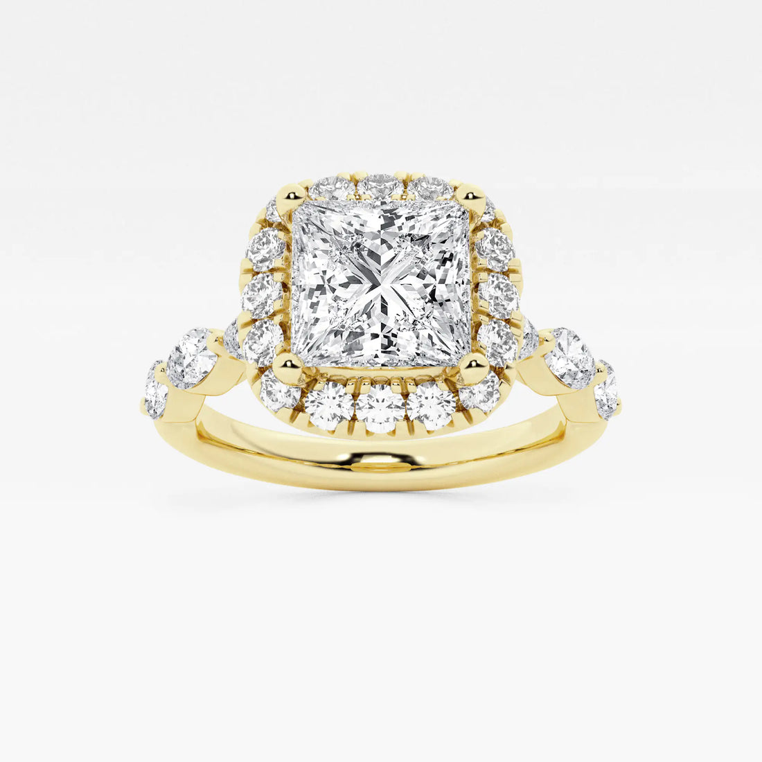 Celestia Crown Princess Cut Lab-Grown Diamond Floating Marquise Halo Engagement Ring