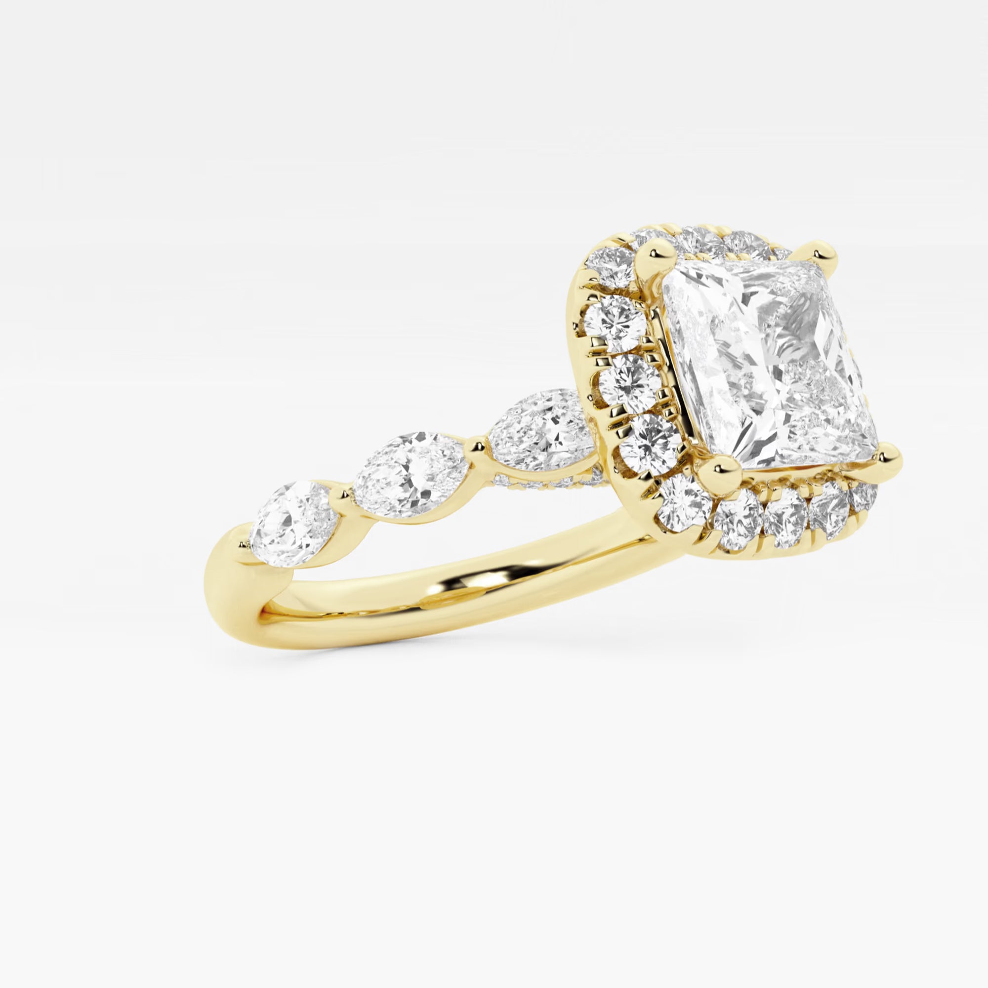 Celestia Crown Princess Cut Lab-Grown Diamond Floating Marquise Halo Engagement Ring