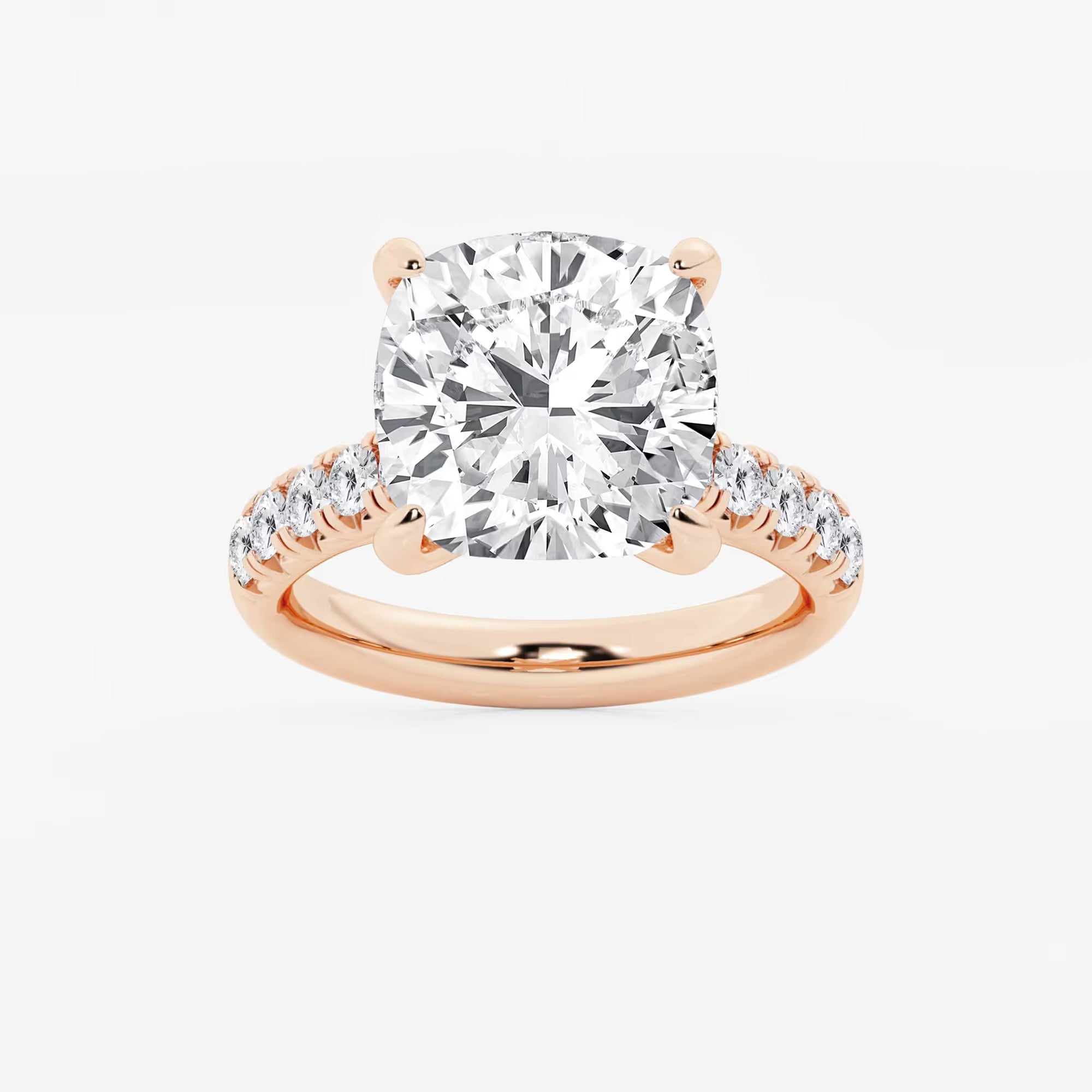 Round Lab Grown Diamond French Pave Engagement Ring