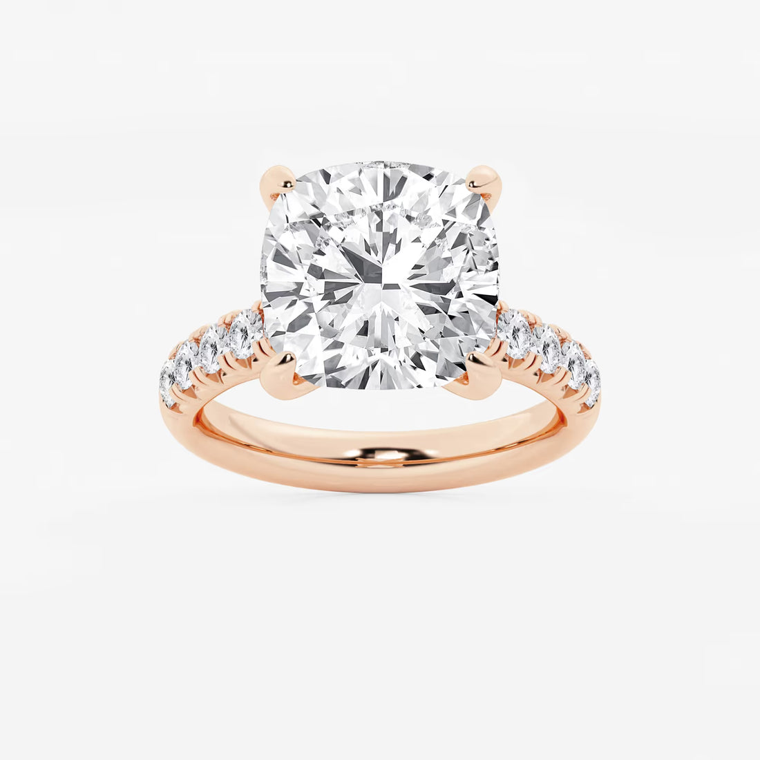 Round Lab Grown Diamond French Pave Engagement Ring