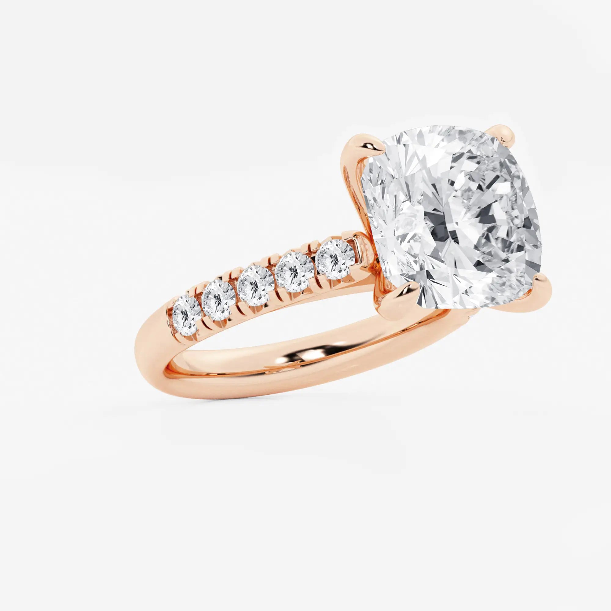 Round Lab Grown Diamond French Pave Engagement Ring