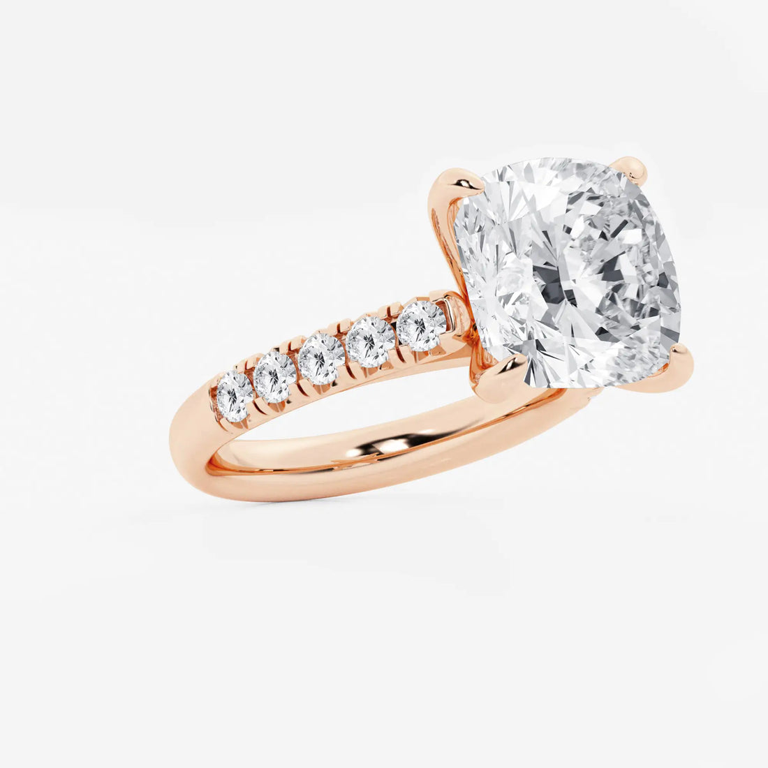 Round Lab Grown Diamond French Pave Engagement Ring