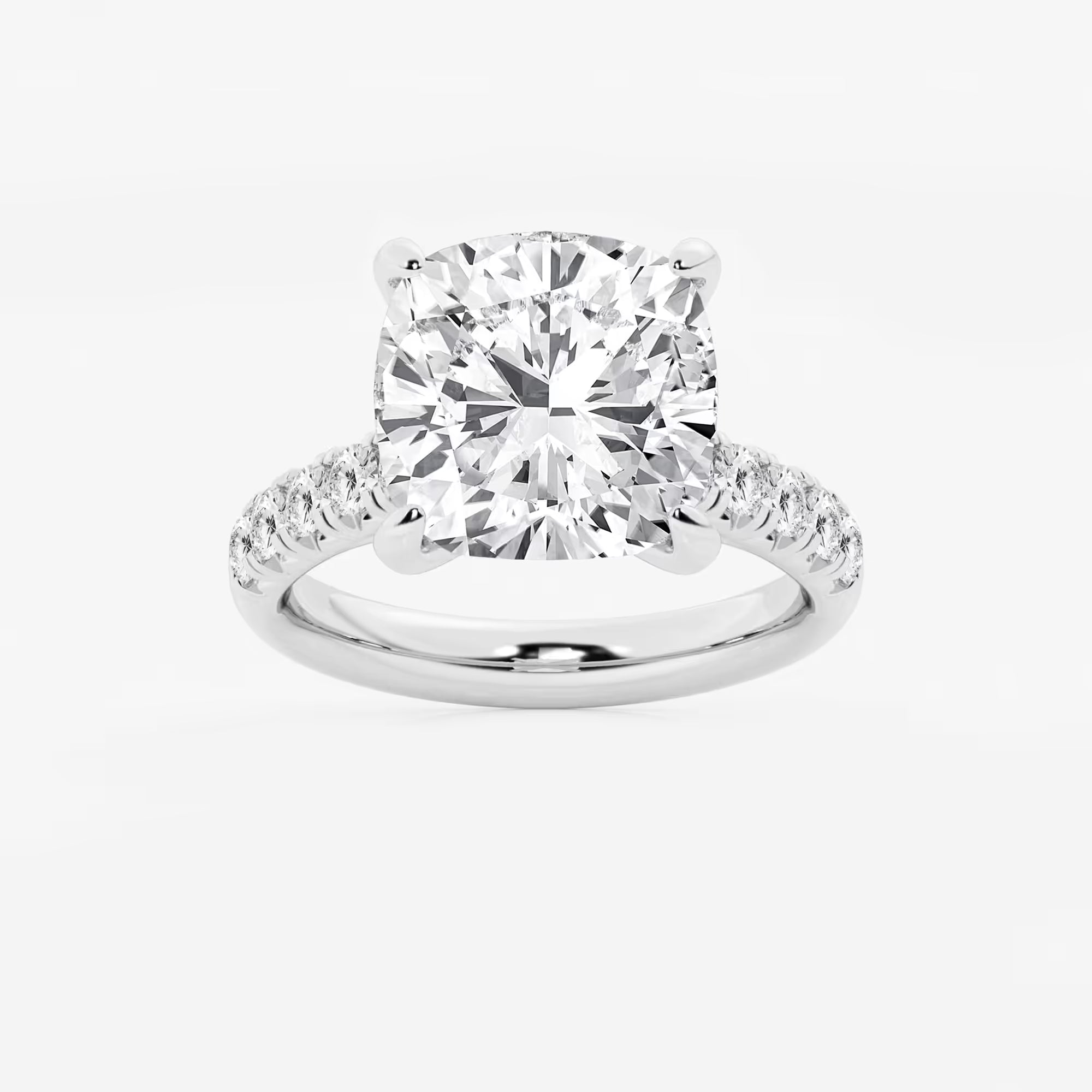 Round Lab Grown Diamond French Pave Engagement Ring