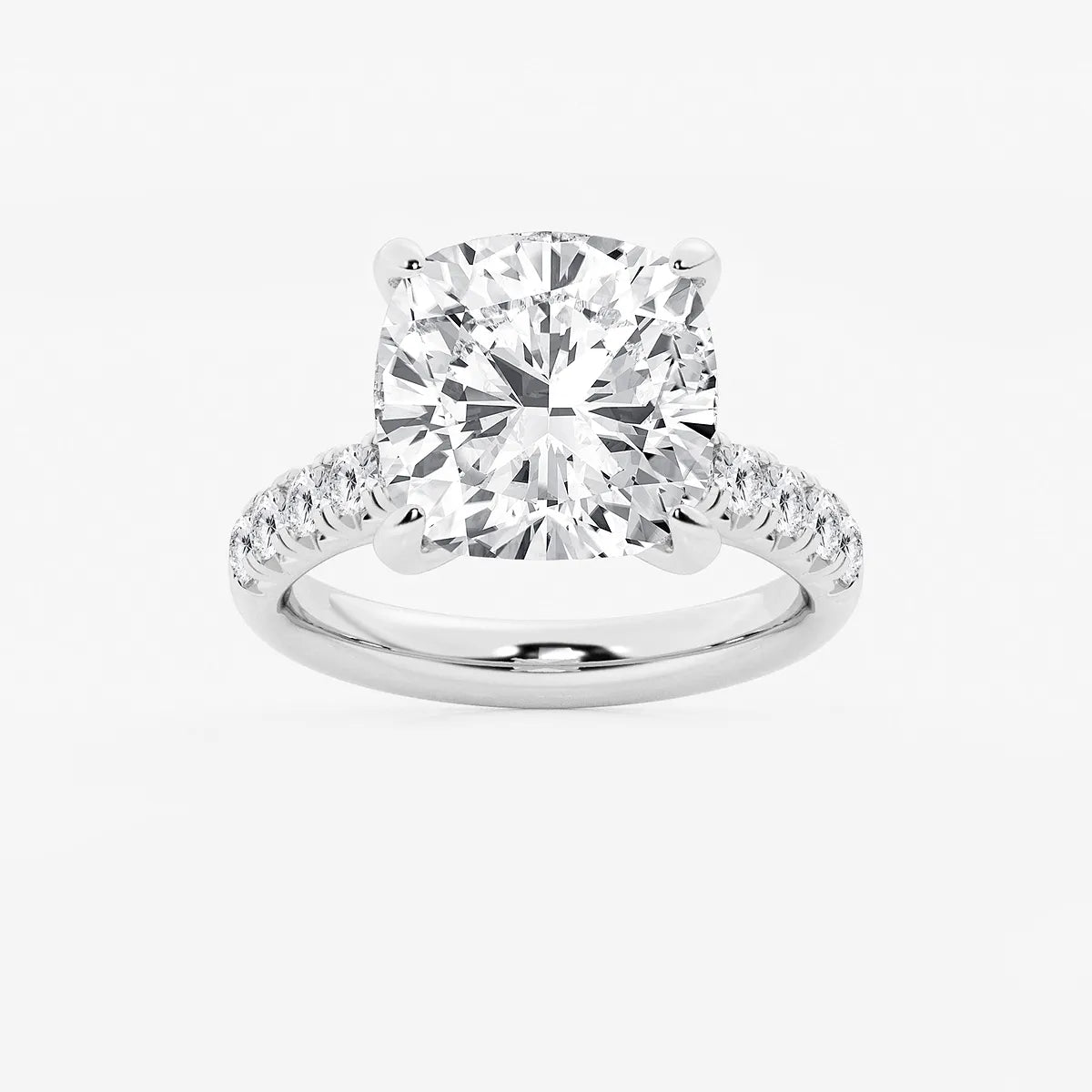 Round Lab Grown Diamond French Pave Engagement Ring