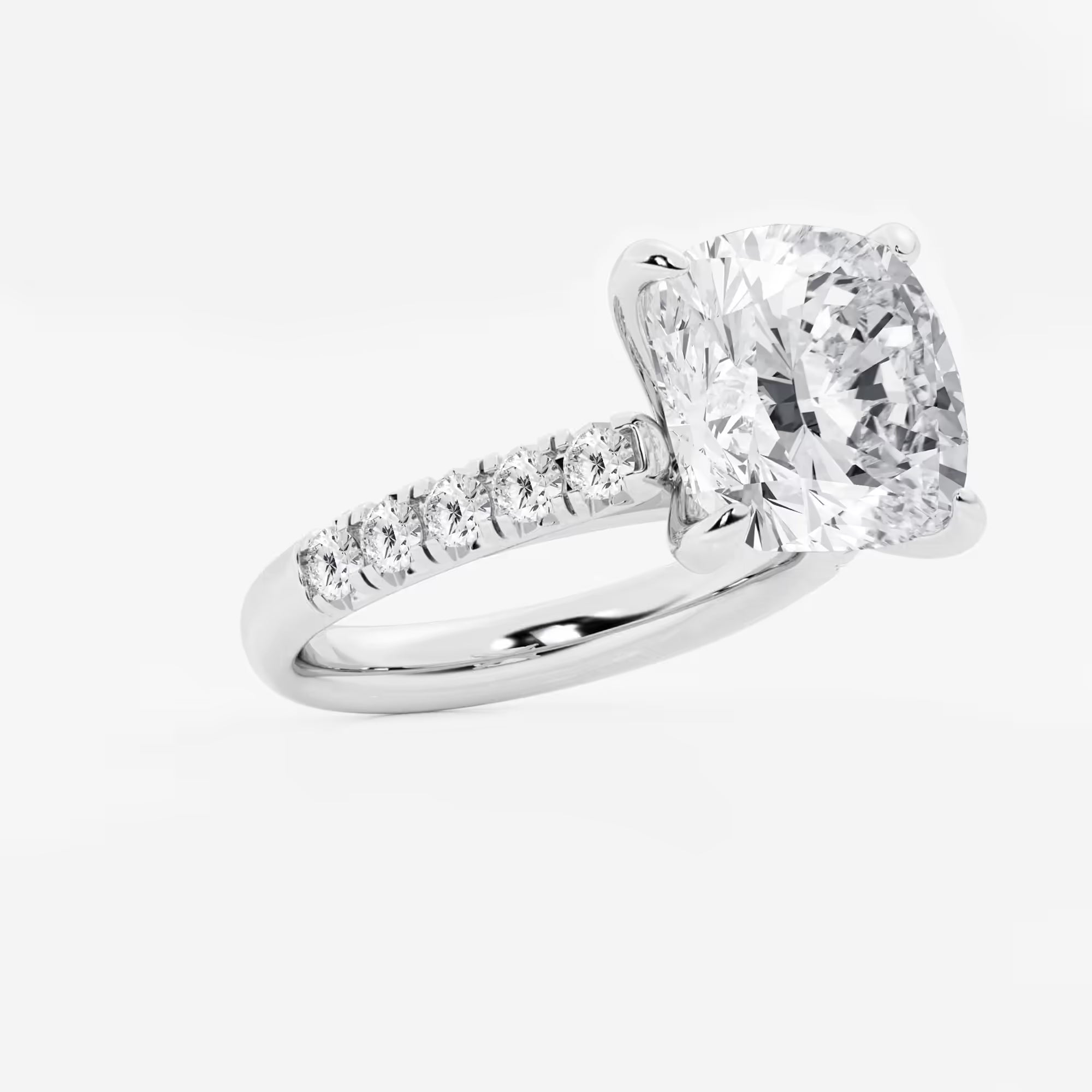 Round Lab Grown Diamond French Pave Engagement Ring