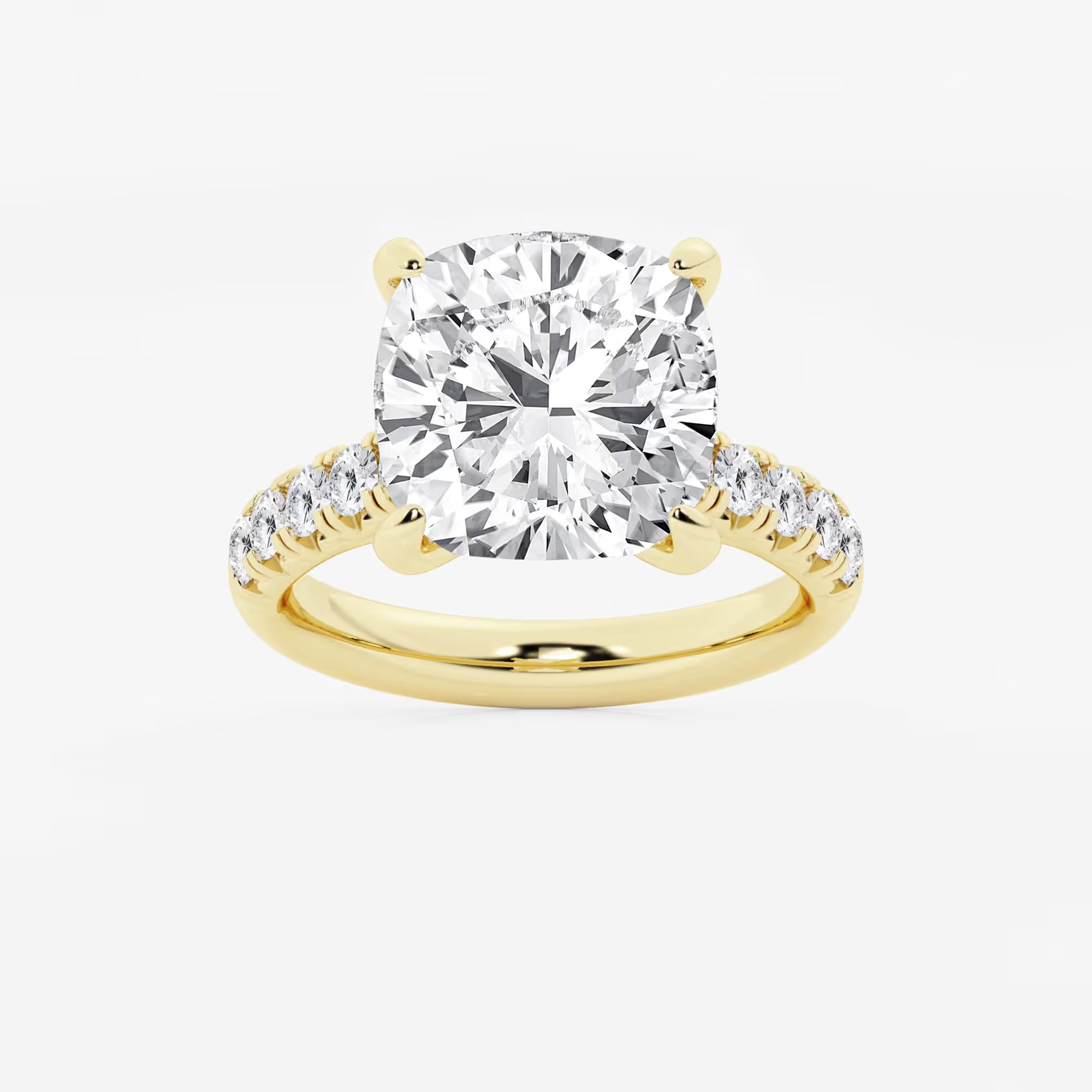 Round Lab Grown Diamond French Pave Engagement Ring