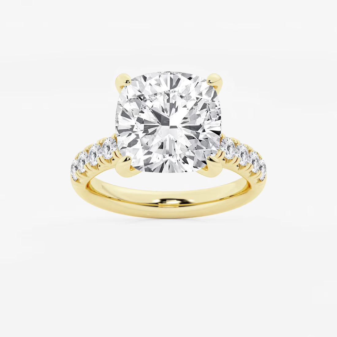 Round Lab Grown Diamond French Pave Engagement Ring