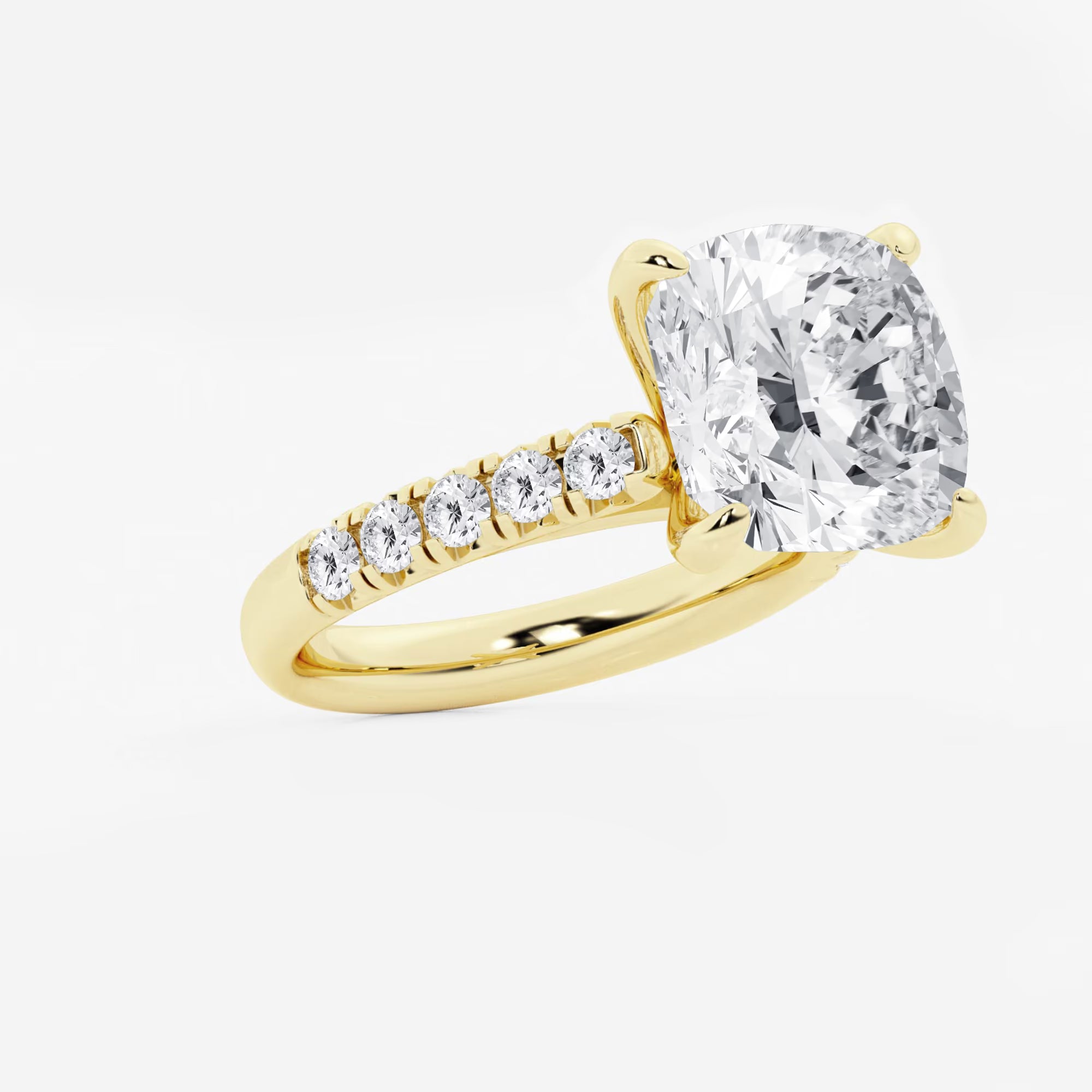 Round Lab Grown Diamond French Pave Engagement Ring