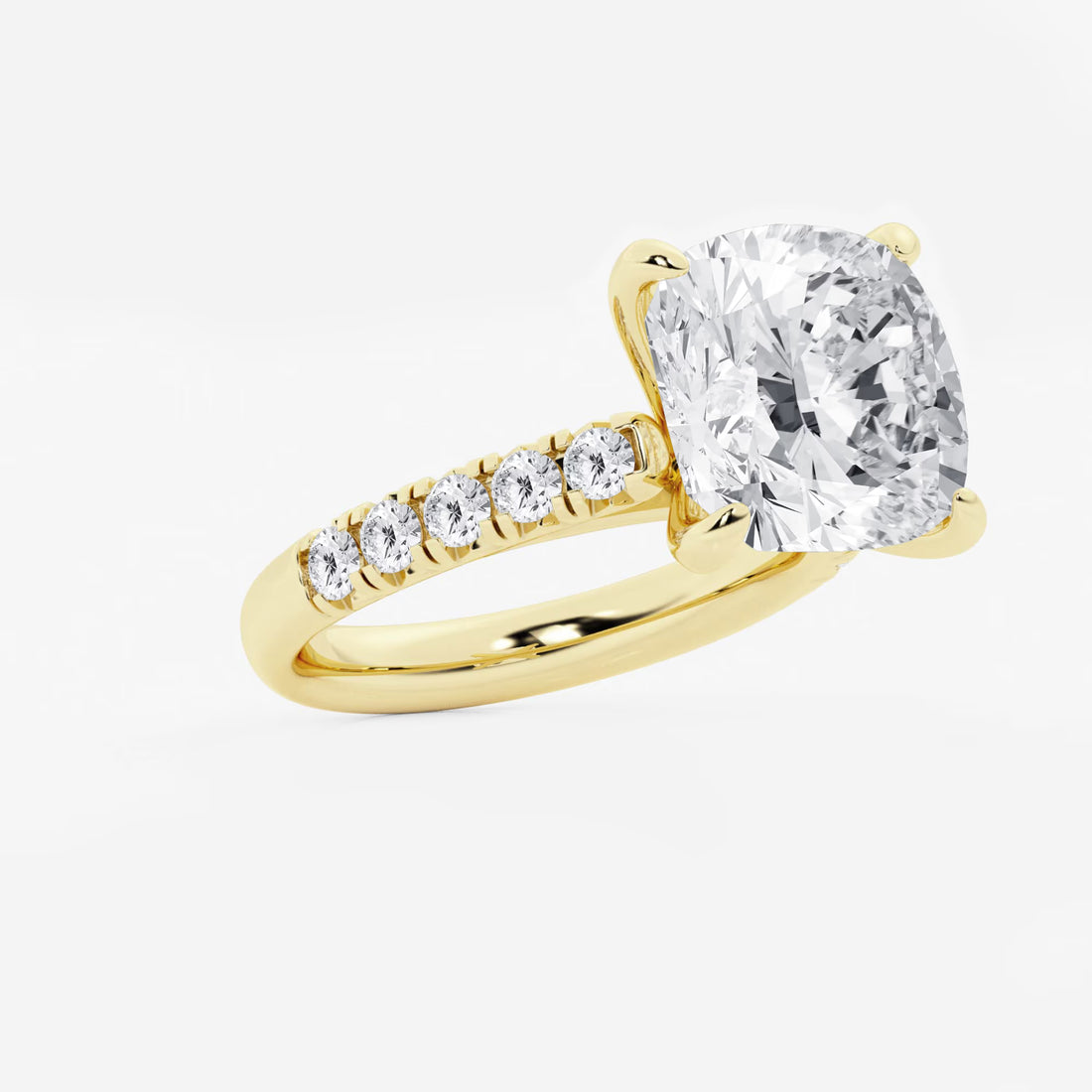 Round Lab Grown Diamond French Pave Engagement Ring