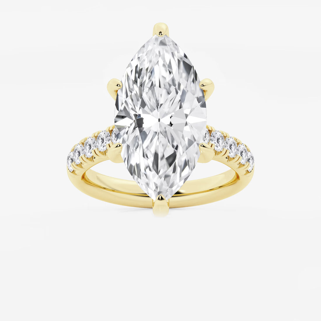 Isadora Marquise Lab-Grown Diamond Scalloped Classic Pavé Solitaire Engagement Ring with Side Accents