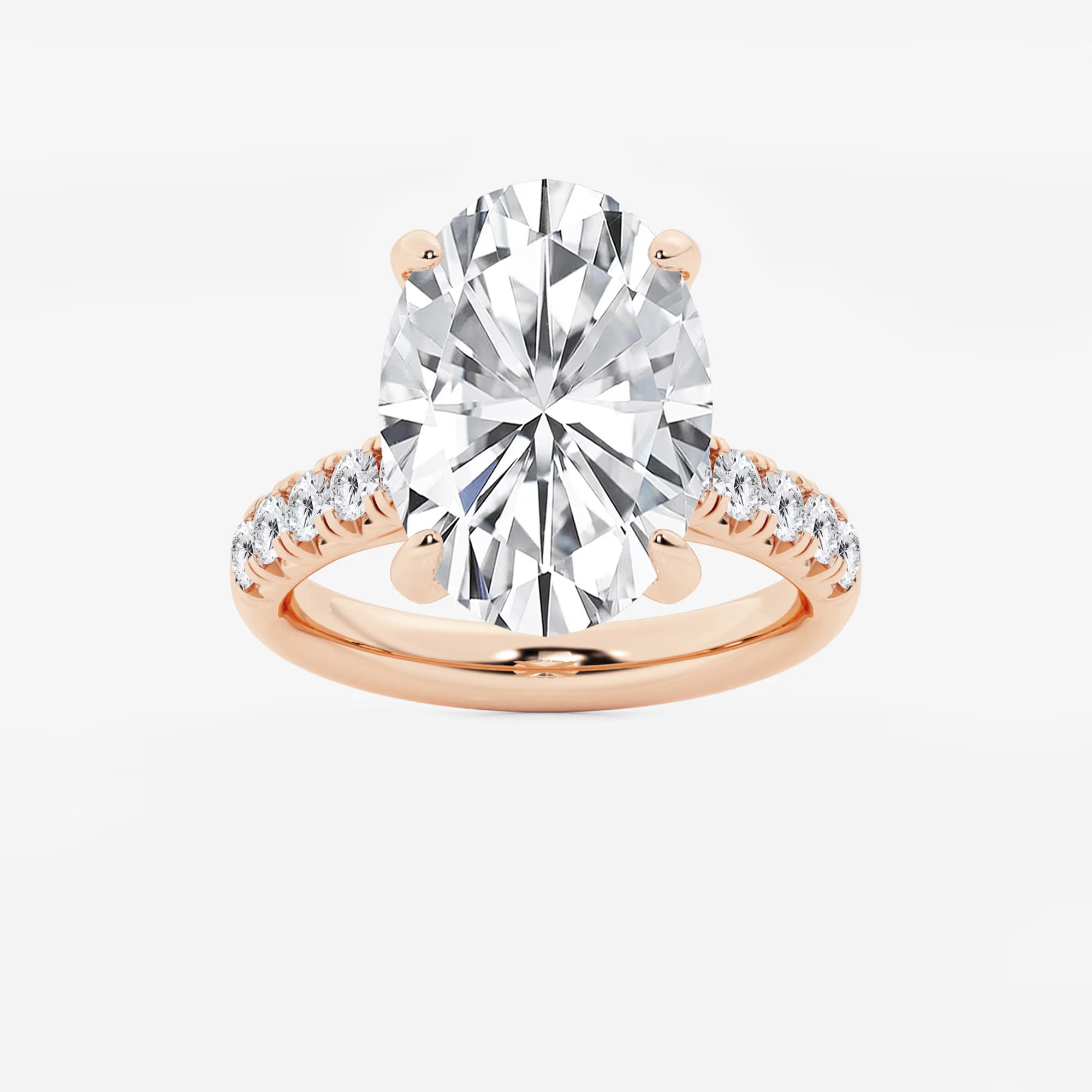 Oval Cut Lab-Grown Diamond Pavé Engagement Ring