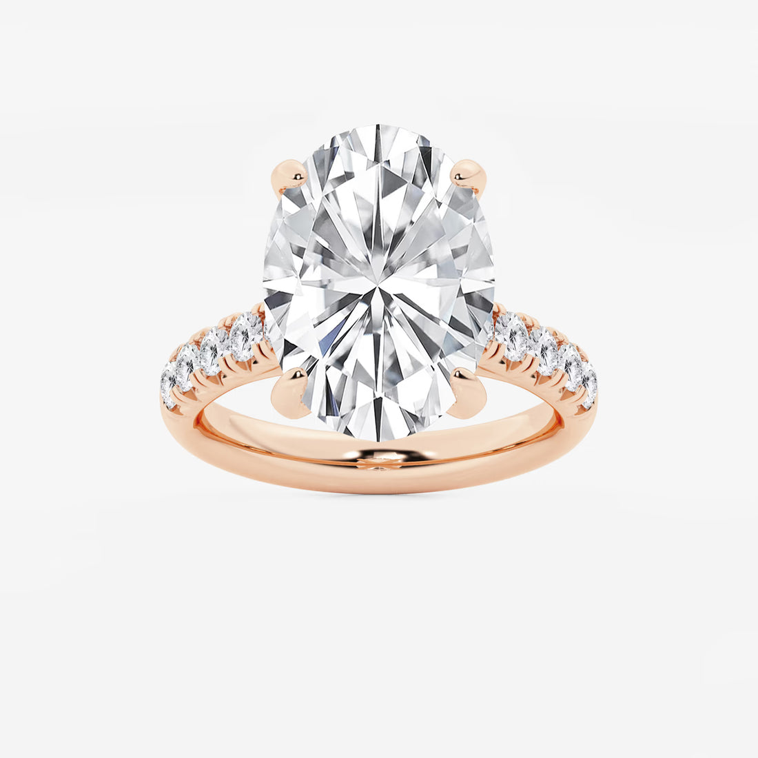 Oval Cut Lab-Grown Diamond Pavé Engagement Ring