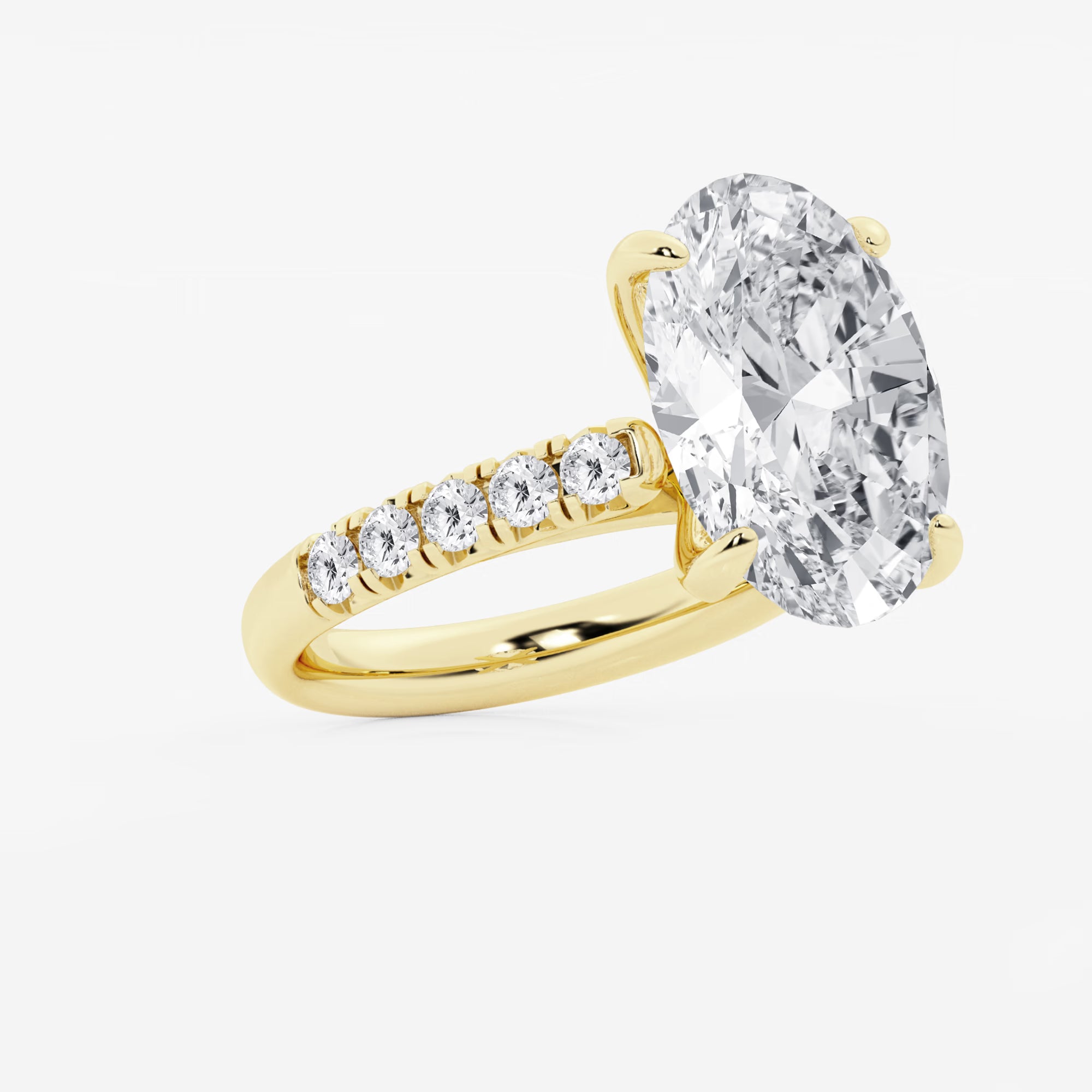 Oval Cut Lab-Grown Diamond Pavé Engagement Ring