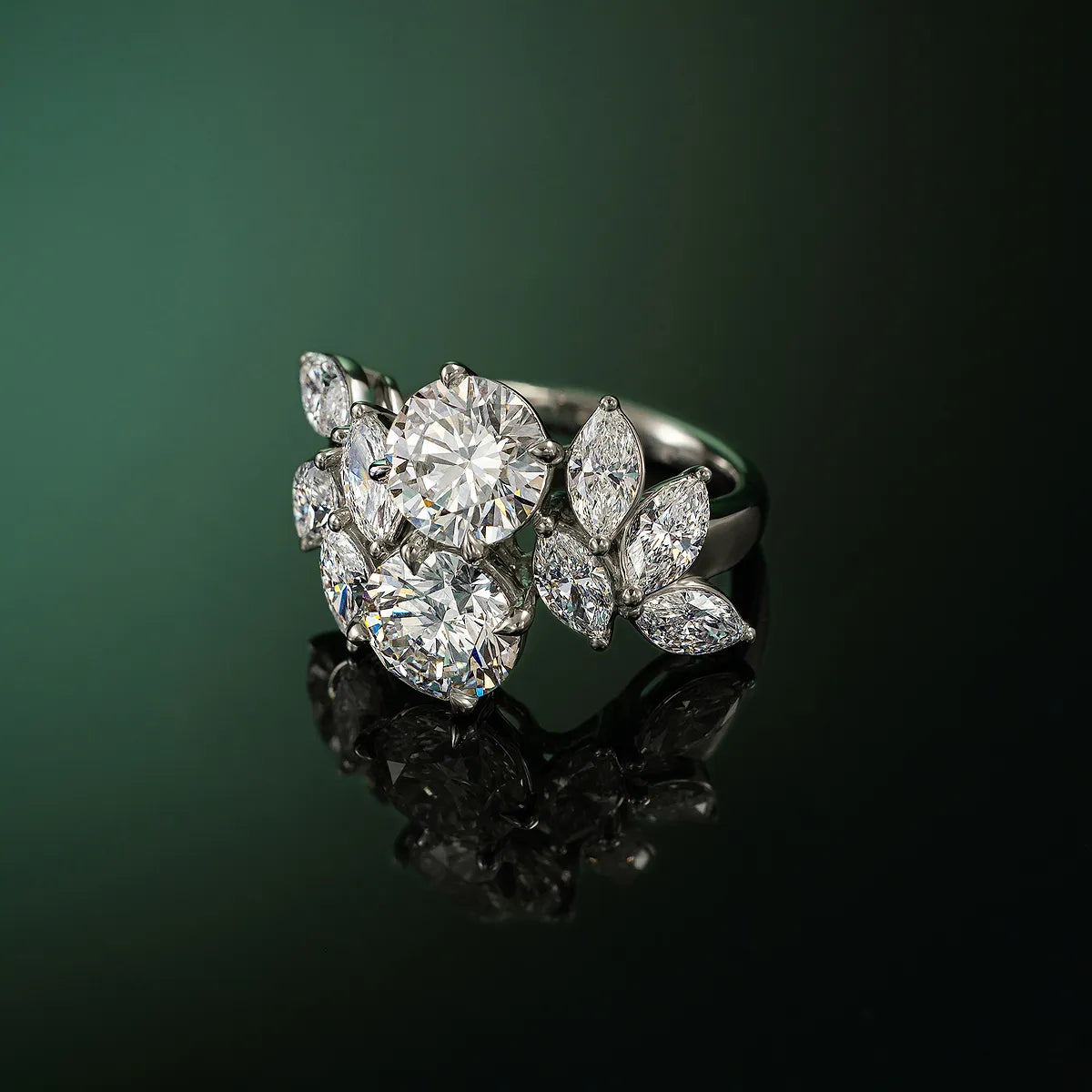 Osaka Inspired Multi Shape Lab Grown Diamond Floral Statement Ring