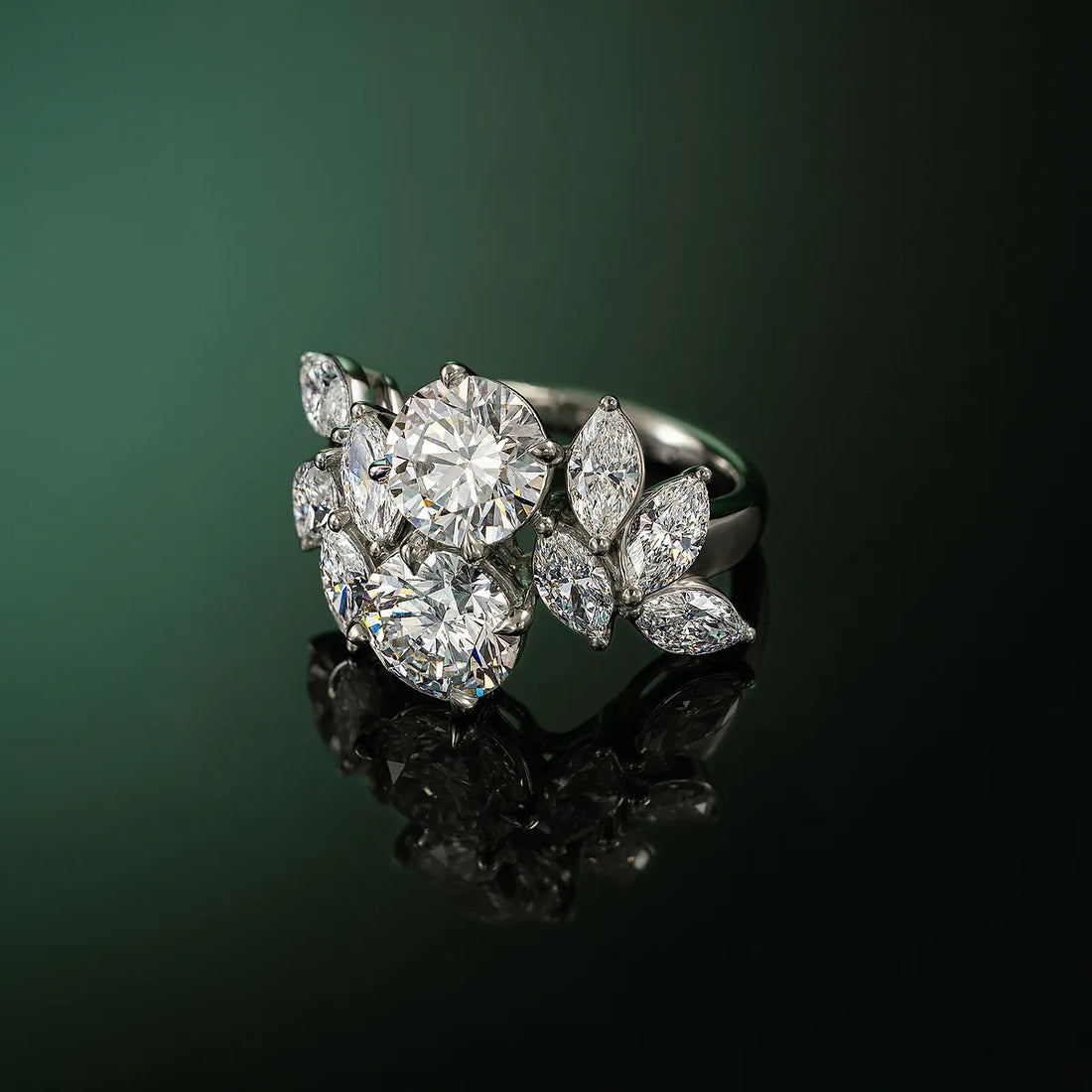 Osaka Inspired Multi Shape Lab Grown Diamond Floral Statement Ring