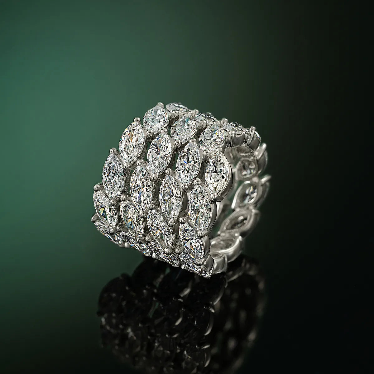Amalfi Inspired Marquise Lab Grown Diamond Statement Ring in Solid Gold