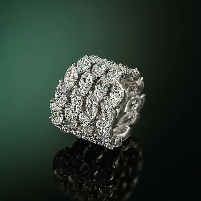 Amalfi Inspired Marquise Lab Grown Diamond Statement Ring in Solid Gold