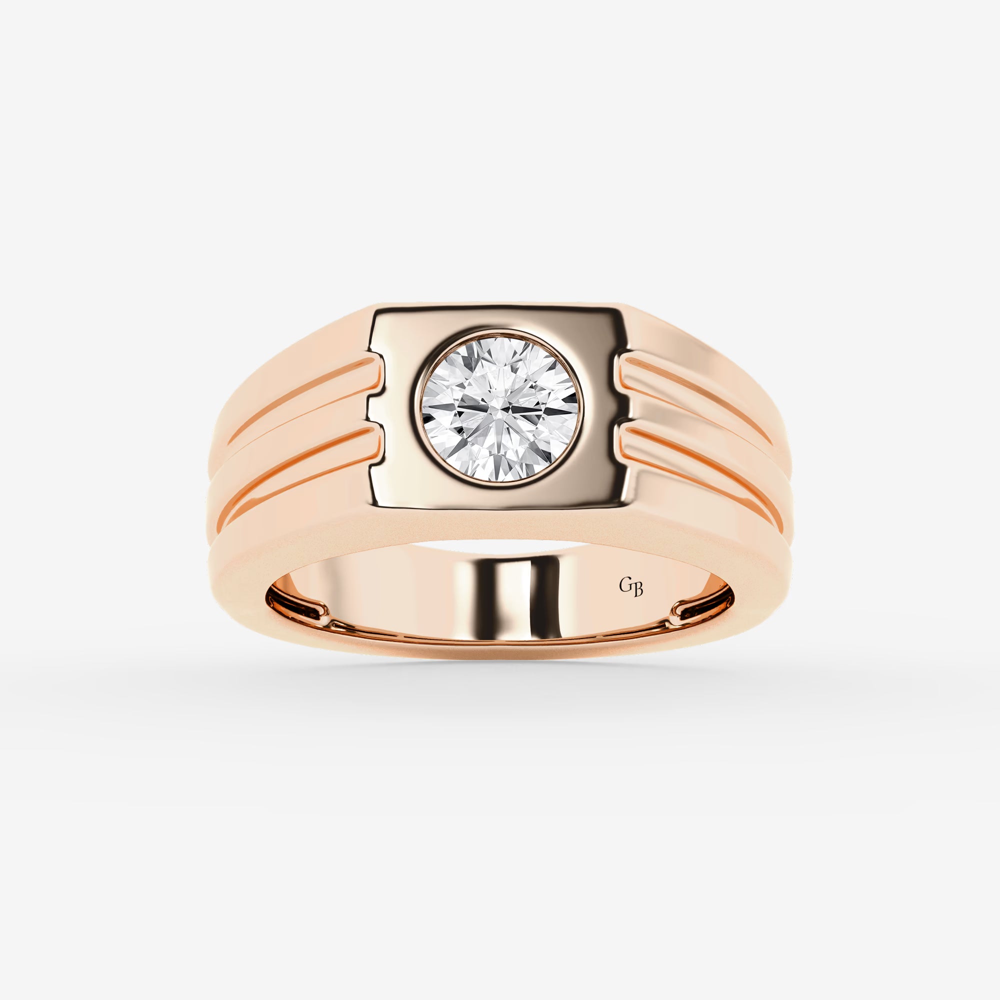 Classic Men's Round Lab Grown Diamond Solitaire Engagement Ring in Gold