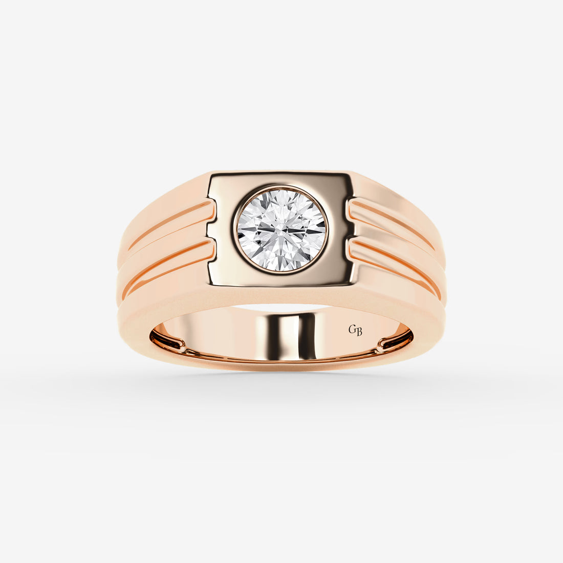 Classic Men's Round Lab Grown Diamond Solitaire Engagement Ring in Gold