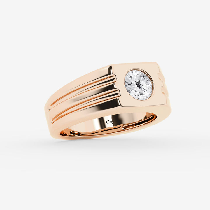 Classic Men's Round Lab Grown Diamond Solitaire Engagement Ring in Gold