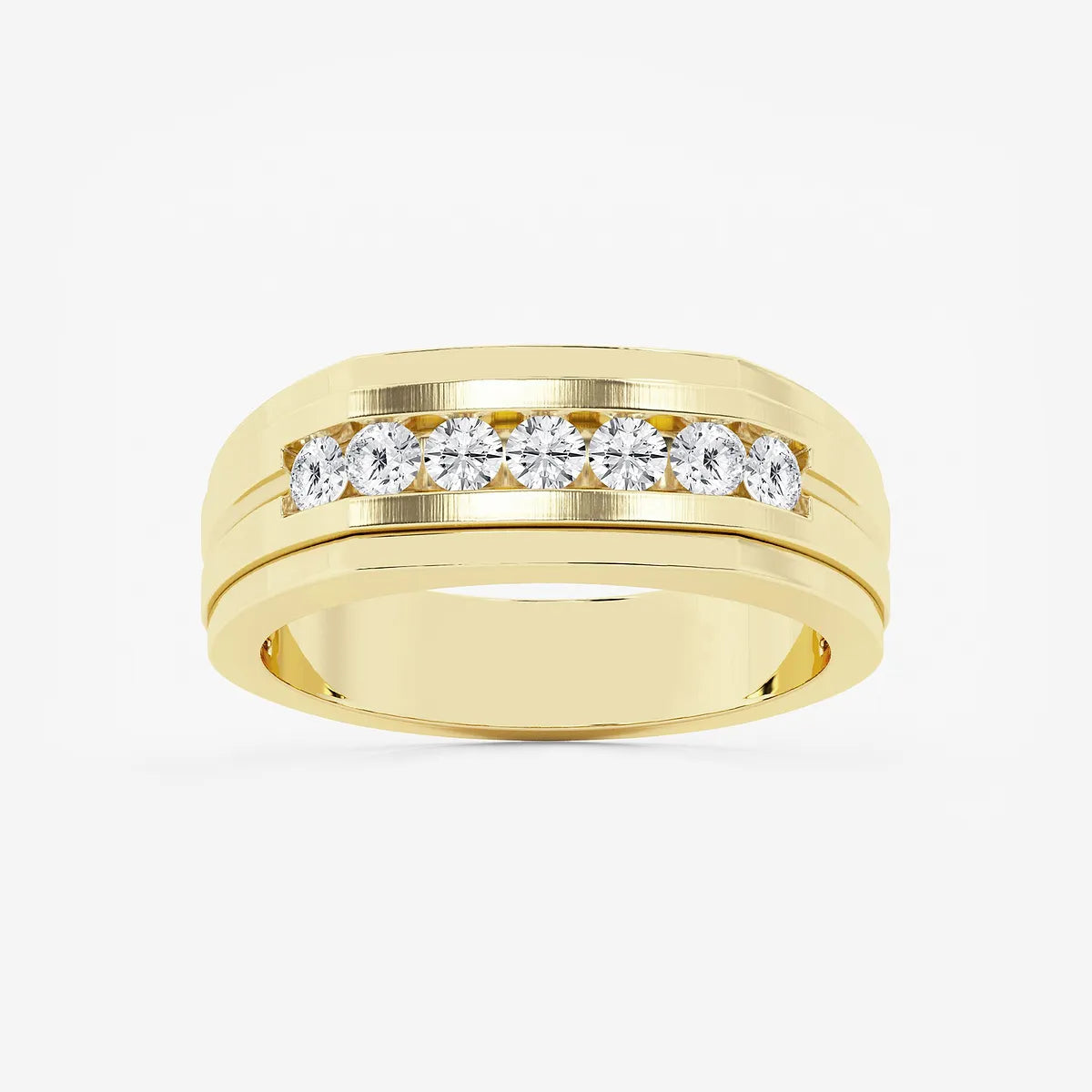 Heptara Round Lab-Grown Diamond Seven-Stone Satin Finish Wedding Band